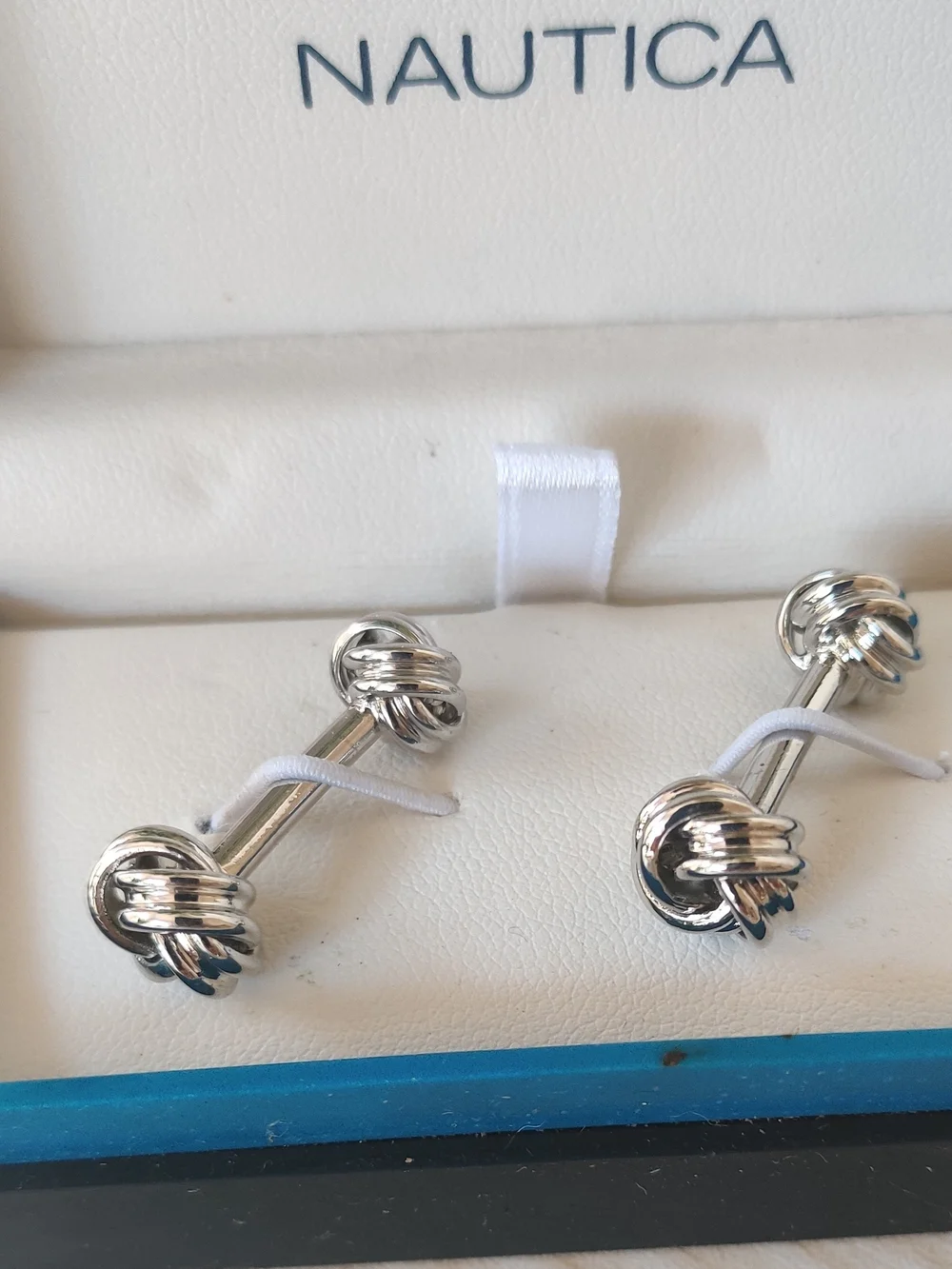 Nautica’s men’s silver Round knot cufflinks